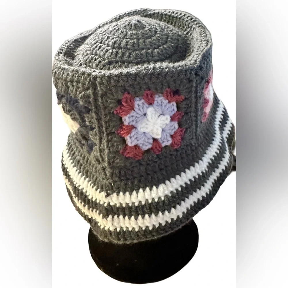 NEW Hand Crochet Boho Unisex Granny Squares Bucket Hat